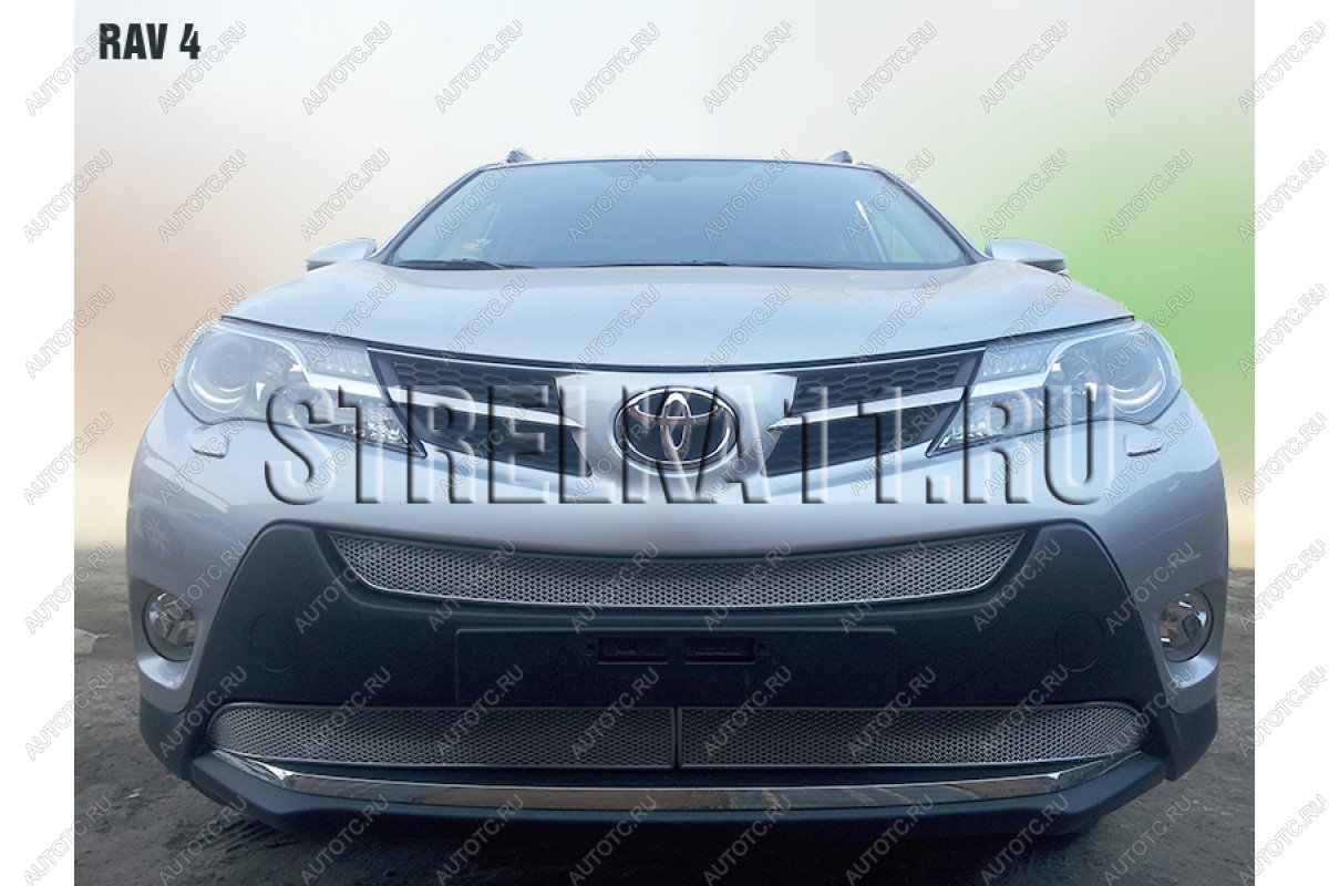 10 999 р. Защита радиатора (3 части) (Комфорт, Элеганс, Престиж) Стрелка11 PREMIUM  Toyota RAV4  XA40 (2012-2015) 5 дв. дорестайлинг (хром)  с доставкой в г. Керчь