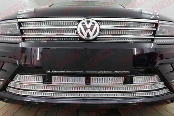 Защита радиатора (низ 5 частей) Стрелка11 Премиум Volkswagen Tiguan  Mk2 (2016-2020) дорестайлинг (хром)