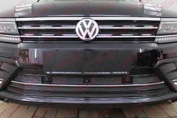 Защита радиатора (верх) Стрелка11 Премиум Volkswagen Tiguan  Mk2 (2016-2020) дорестайлинг (черная)