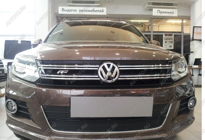 9 649 р. Защита радиатора (низ с парктроником) Стрелка11 Премиум  Volkswagen Tiguan  Mk2 (2016-2020) дорестайлинг (хром)  с доставкой в г. Керчь