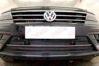 9 649 р. Защита радиатора (низ с парктроником) Стрелка11 Премиум  Volkswagen Tiguan  Mk2 (2016-2020) дорестайлинг (хром)  с доставкой в г. Керчь. Увеличить фотографию 2