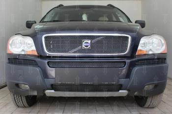 Защита радиатора (верх) Стрелка11 PREMIUM Volvo XC90 C дорестайлинг (2002-2006) (черная)