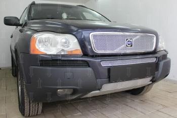 Защита радиатора (низ) Стрелка11 PREMIUM Volvo XC90 C дорестайлинг (2002-2006) (хром)