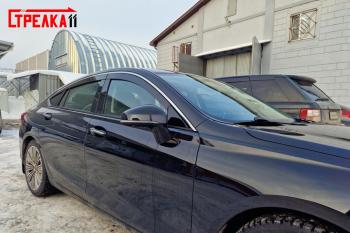 Дефлекторы окон 2D с хром накладками Стрелка11 Hongqi H5  C141 (2018-2022) (черные)