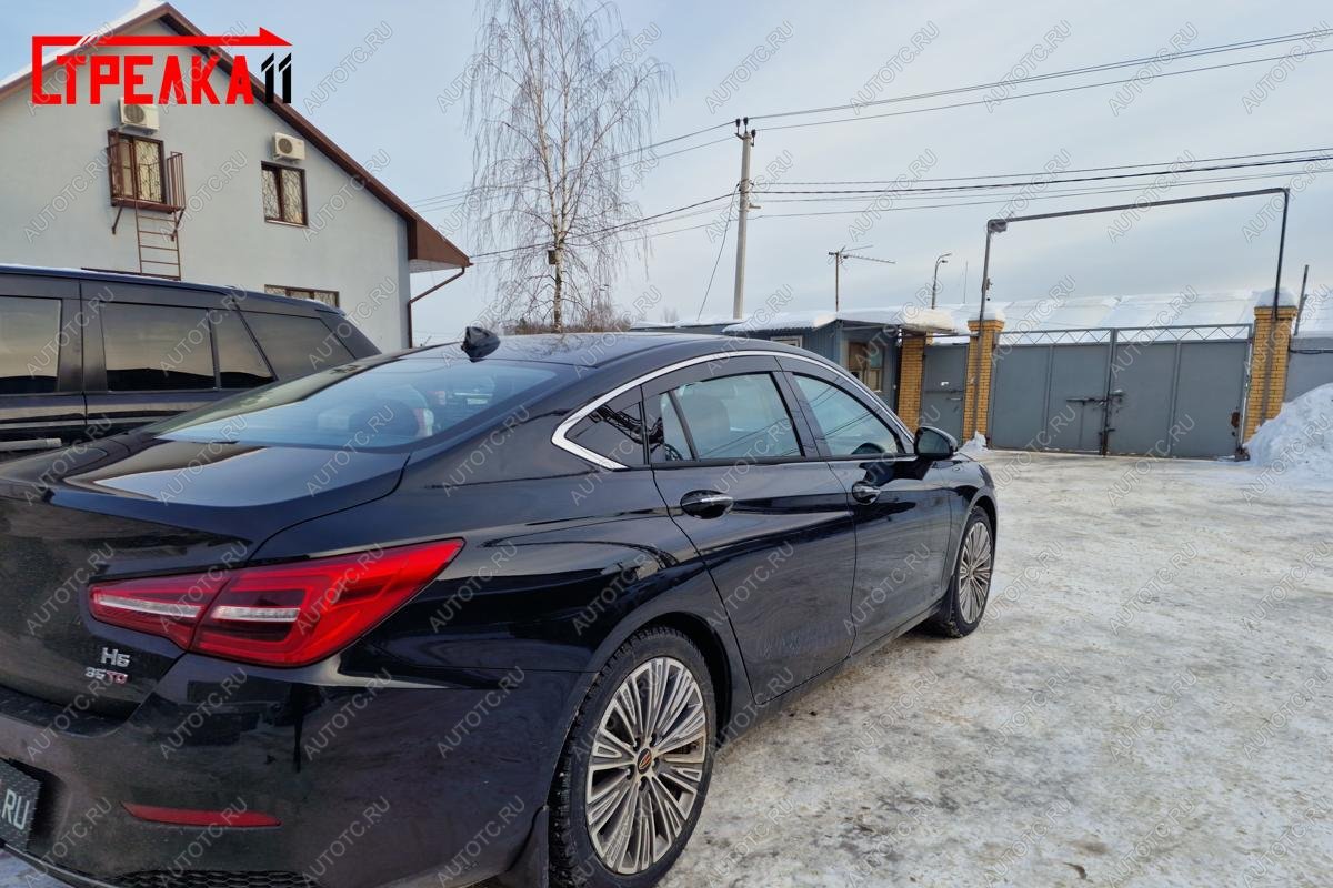 6 999 р. Дефлекторы окон 2D с хром накладками Стрелка11  Hongqi H5  C141 (2018-2022) (черные)  с доставкой в г. Керчь