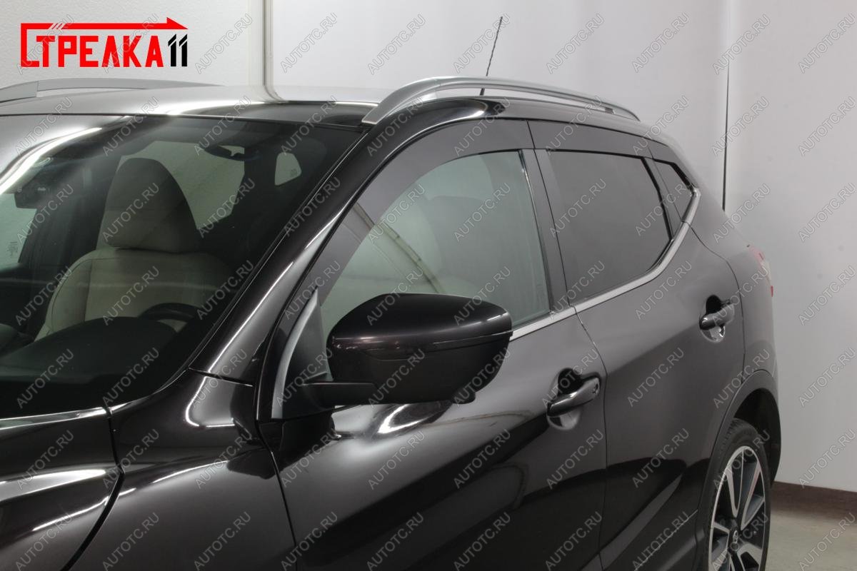 4 699 р. Дефлекторы окон 2D (прямой) Стрелка11  Nissan Qashqai  2 (2013-2019) J11 дорестайлинг (черные)  с доставкой в г. Керчь