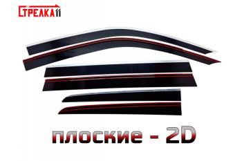 Дефлекторы окон 2D Стрелка11 Toyota Land Cruiser  200 (2012-2021) 1-ый рестайлинг, 2-ой рестайлинг (черные с хром накладками)