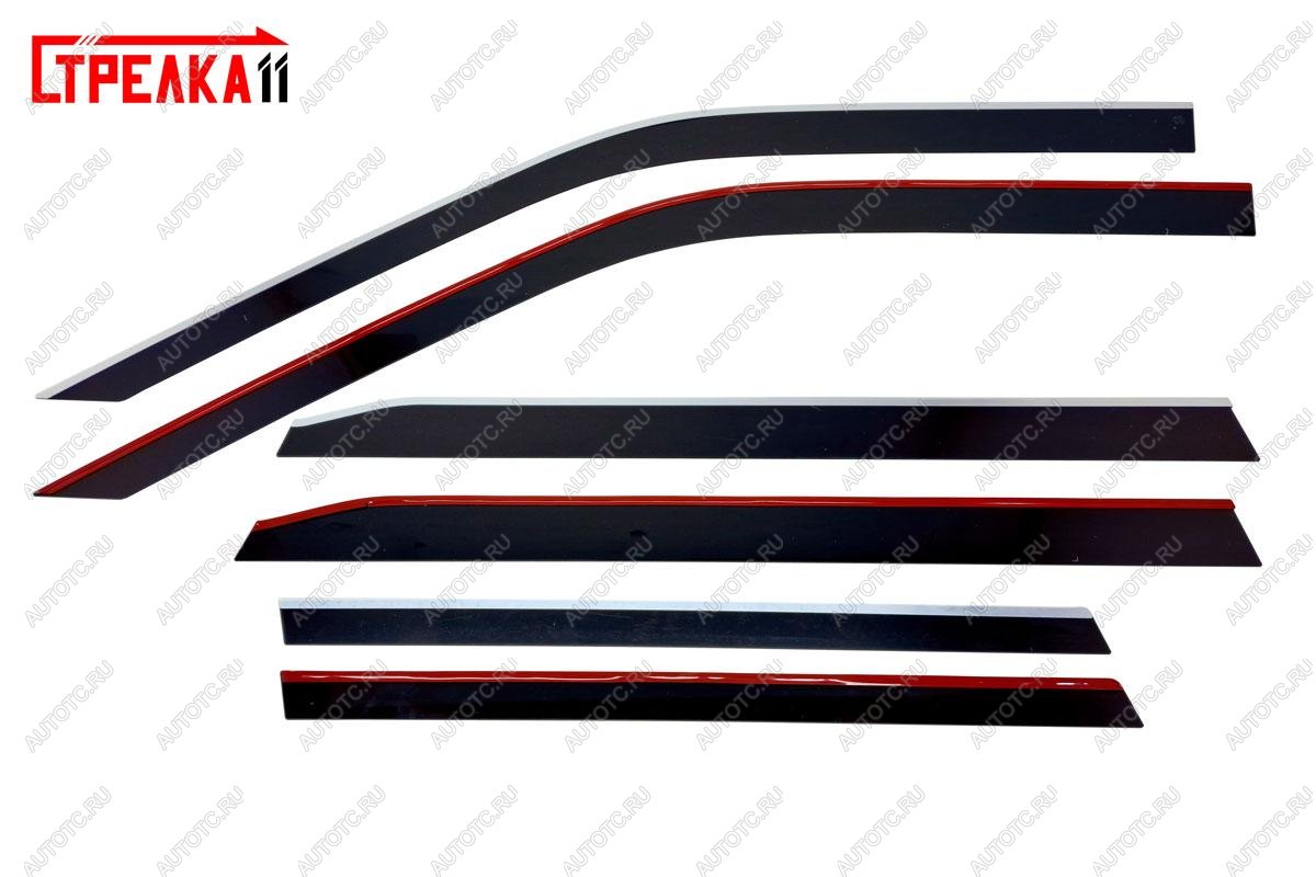 6 999 р. Дефлекторы окон 2D Стрелка11  Haval H3 (2024-2025) (черные с хром накладками)  с доставкой в г. Керчь