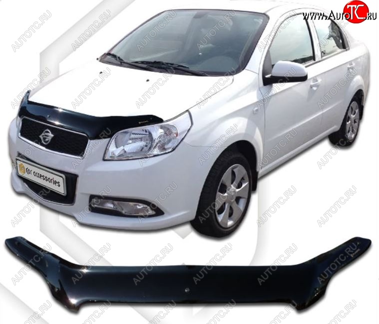 1 999 р. Дефлектор капота CA-Plastiс  Chevrolet Nexia (2020-2022) седан (Classic черный, Без надписи)  с доставкой в г. Керчь