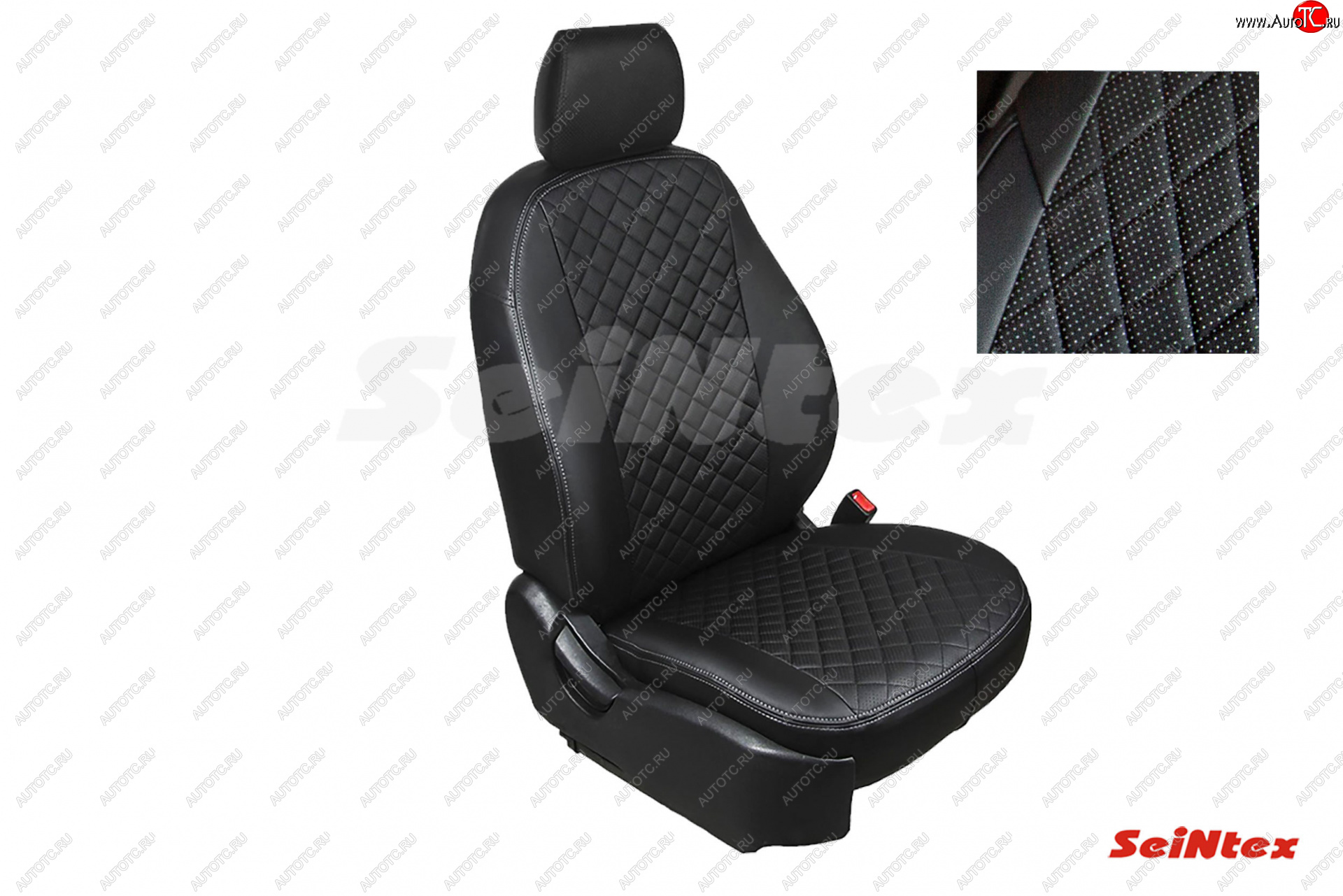 7 549 р. Чехлы для сидений Seintex (экокожа) Ромб Chevrolet Aveo T250 седан рестайлинг (2006-2011) (черный)  с доставкой в г. Керчь