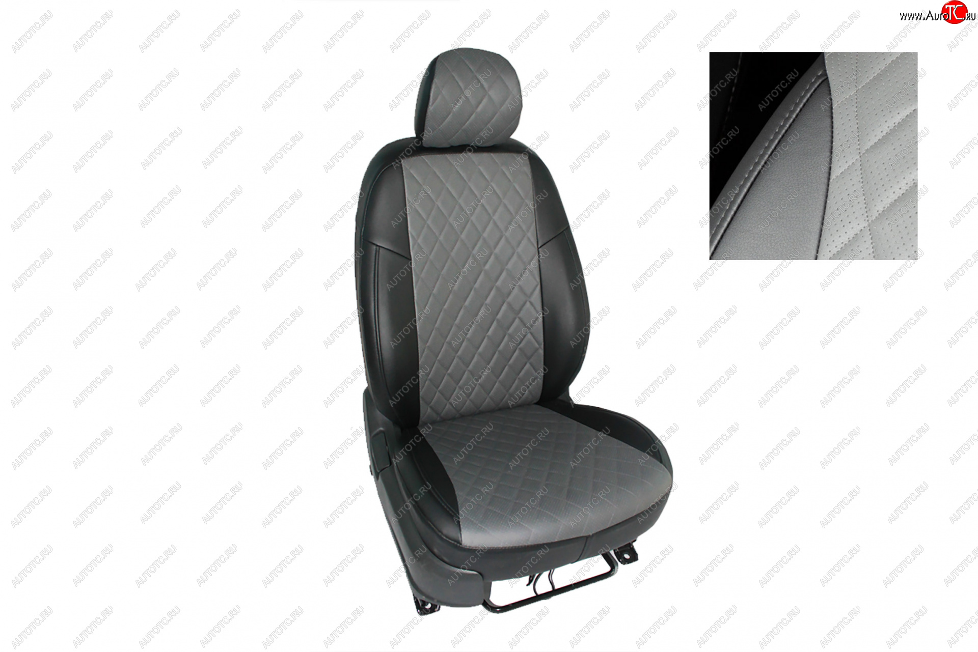 7 549 р. Чехлы для сидений Seintex (экокожа) Ромб Chevrolet Cobalt седан дорестайлинг (2011-2016) (черно-серый)  с доставкой в г. Керчь