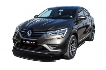 Защита переднего бампера Slitkoff (двойная, d42/32 мм) Renault Arkana (2019-2025) (Сталь с полимерным покрытием. Цвет: чёрный)