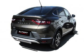 Защита заднего бампера Slitkoff (d42) Renault Arkana (2019-2025) (Сталь с полимерным покрытием. Цвет: серебристый)