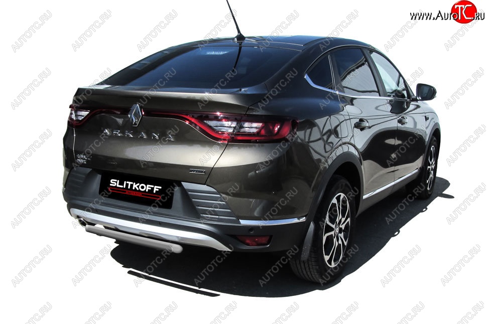 6 999 р. Защита заднего бампера Slitkoff (d42)  Renault Arkana (2019-2025) (Сталь с полимерным покрытием. Цвет: серебристый)  с доставкой в г. Керчь