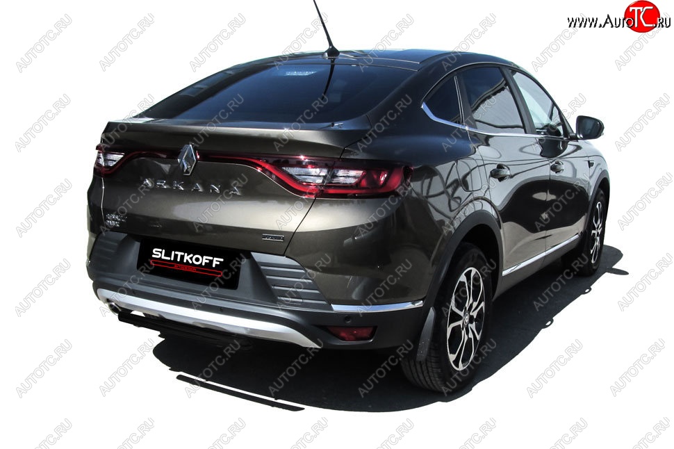 6 999 р. Защита заднего бампера Slitkoff (d42)  Renault Arkana (2019-2025) (Сталь с полимерным покрытием. Цвет: чёрный)  с доставкой в г. Керчь