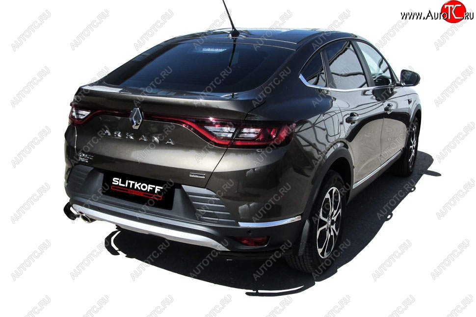 5 549 р. Защита заднего бампера Slitkoff (уголки, d42) Renault Arkana (2019-2025) (Сталь с полимерным покрытием. Цвет: чёрный)  с доставкой в г. Керчь