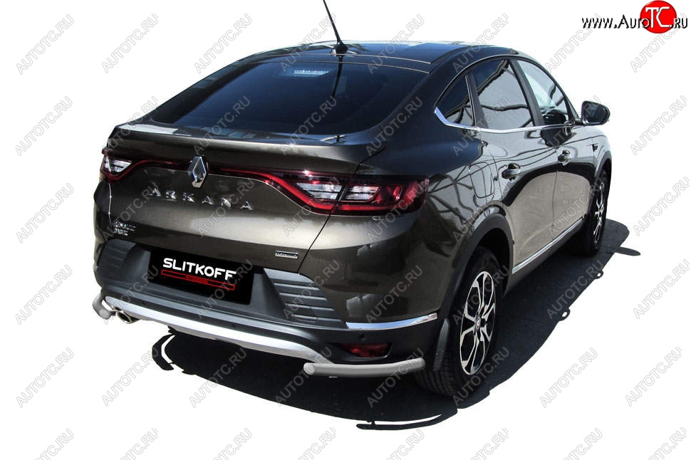 5 549 р. Защита заднего бампера Slitkoff (уголки, d42)  Renault Arkana (2019-2025) (Сталь с полимерным покрытием. Цвет: серебристый)  с доставкой в г. Керчь