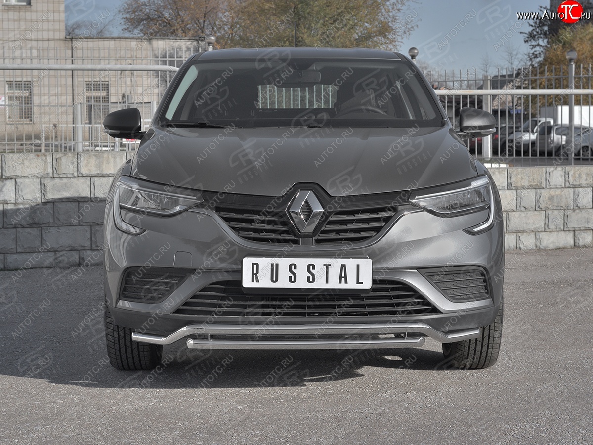 16 999 р. Защита переднего бампера (2 трубы Ø42 мм, нержавейка) SLITKOFF  Renault Arkana (2019-2025)  с доставкой в г. Керчь