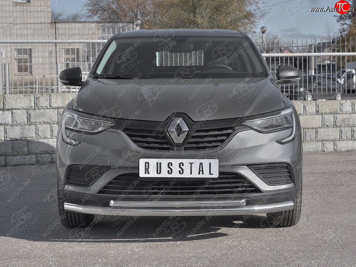 16 549 р. Защита переднего бампера (2 трубы Ø63 и 42 мм, нержавейка) SLITKOFF  Renault Arkana (2019-2025)  с доставкой в г. Керчь