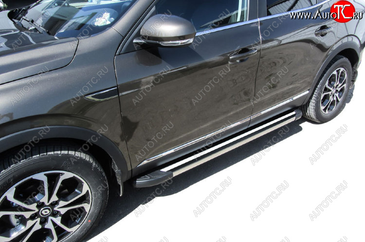 11 299 р. Пороги алюминиевые Slitkoff  Renault Arkana (2019-2025) (Luxe Black)  с доставкой в г. Керчь