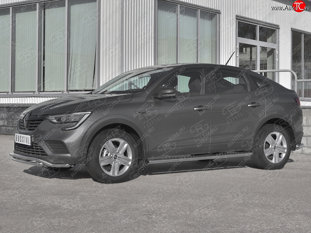 19 399 р. Защита порогов (Ø120x60 мм с проступью, нержавейка) Russtal Renault Arkana (2019-2025)  с доставкой в г. Керчь