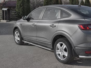 19 399 р. Защита порогов (Ø120x60 мм с проступью, нержавейка) Russtal Renault Arkana (2019-2025)  с доставкой в г. Керчь. Увеличить фотографию 2