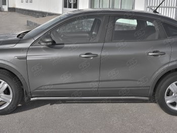 15 599 р. Защита порогов (Ø42 мм, нержавейка) SLITKOFF  Renault Arkana (2019-2025) (Металлические торцы под 45°)  с доставкой в г. Керчь. Увеличить фотографию 2