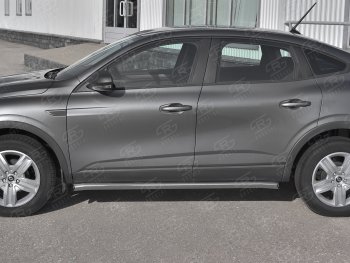 18 799 р. Защита порогов (Ø63 мм, нержавейка) SLITKOFF  Renault Arkana (2019-2025) (С пластиковыми заглушками на торцах)  с доставкой в г. Керчь. Увеличить фотографию 2