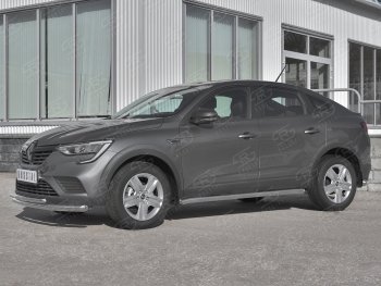 Защита порогов (Ø63 мм, нержавейка) SLITKOFF Renault Arkana (2019-2025) (Металлические торцы под 90°)
