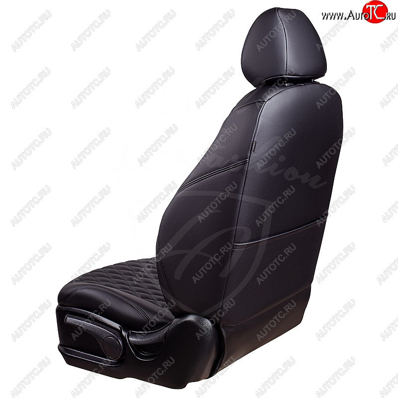 10 899 р. Чехлы для сидений Lord Autofashion Байрон (экокожа, 40/60 + подлокотник, 3 Г-образных подголовника)  Renault Arkana (2019-2025) (Черный, вставка черная, строчка черная)  с доставкой в г. Керчь