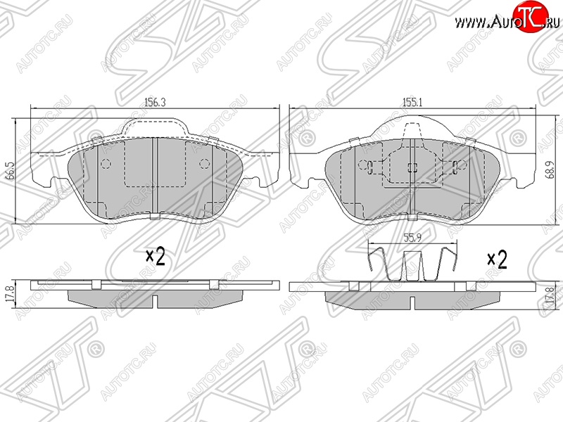 1 349 р. Колодки тормозные SAT (передние) Renault Scenic 2 (2003-2009)  с доставкой в г. Керчь