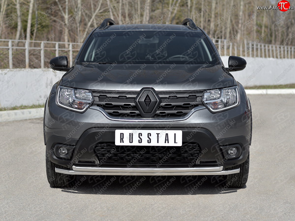 15 999 р. Защита переднего бампера (2 трубы Ø42 мм, нержавейка) SLITKOFF Renault Duster HM рестайлинг (2021-2024)  с доставкой в г. Керчь