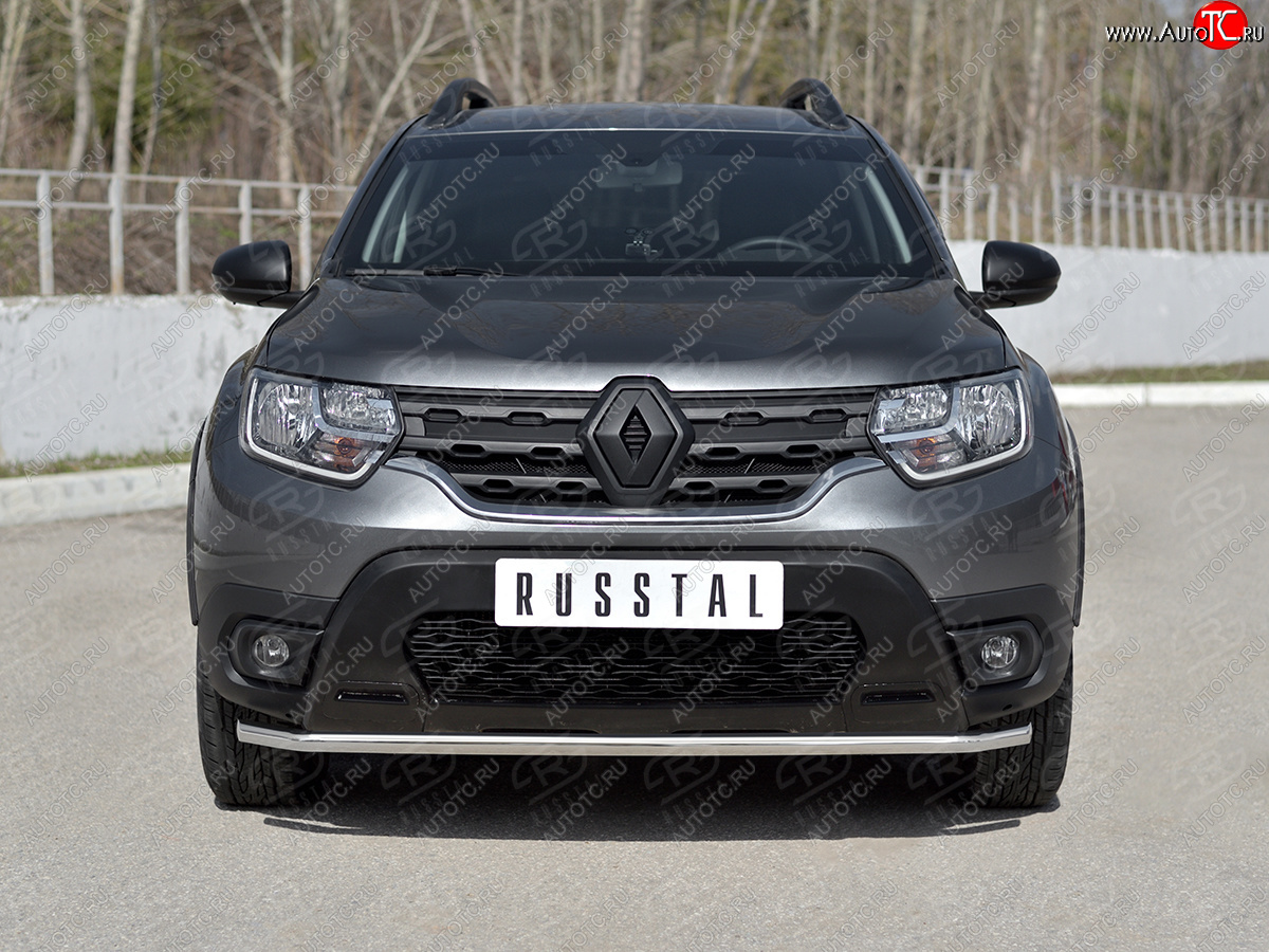 11 749 р. Защита переднего бампера (Ø42 мм, нержавейка) SLITKOFF Renault Duster HM рестайлинг (2021-2024)  с доставкой в г. Керчь