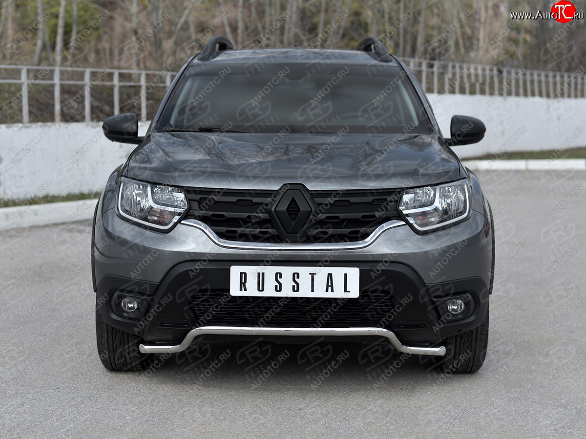 11 749 р. Защита переднего бампера (Ø42 мм волна, нержавейка) SLITKOFF Renault Duster HM рестайлинг (2021-2024)  с доставкой в г. Керчь