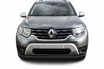 Защита переднего бампера Slitkoff (Ø57 мм). Renault Duster  HM (2021-2024) рестайлинг (Сталь окрашенная, цвет черный)