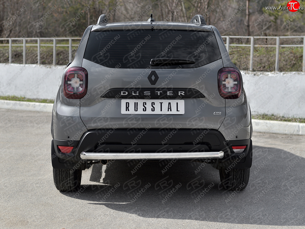 12 849 р. Защита заднего бампера (Ø63 мм) SLITKOFF  Renault Duster  HM (2021-2024) рестайлинг (полированная нержавейка)  с доставкой в г. Керчь