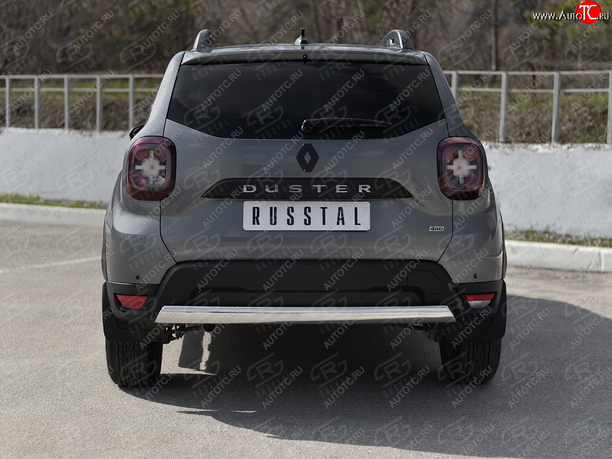 9 349 р. Защита заднего бампера (Ø75х42 мм, нержавейка) Russtal Renault Duster HM рестайлинг (2021-2024)  с доставкой в г. Керчь