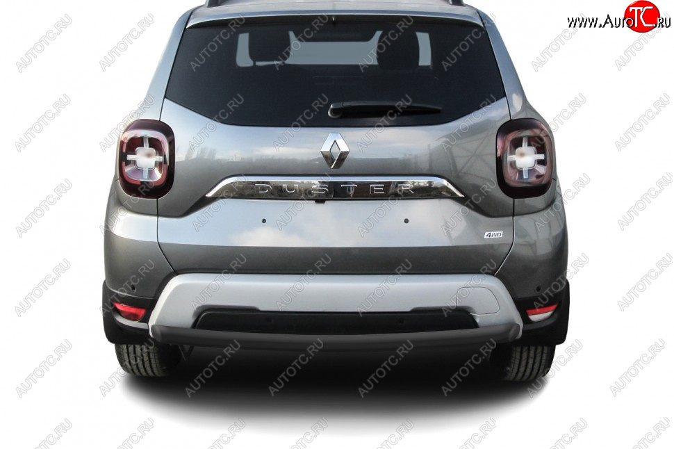 7 499 р. Защита заднего бампера Slitkoff (Ø57 мм)  Renault Duster  HM (2021-2024) рестайлинг (Сталь окрашенная, цвет черный)  с доставкой в г. Керчь