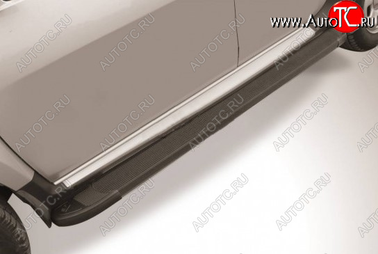 13 349 р. Пороги алюминиевые Slitkoff  Renault Duster ( HS,  HM) (2010-2024) дорестайлинг, рестайлинг (Optima Black )  с доставкой в г. Керчь