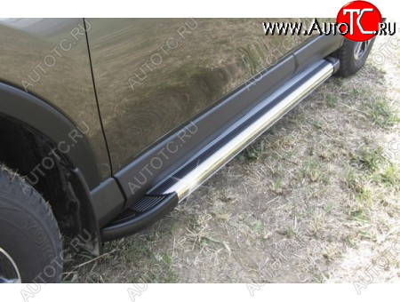 10 699 р. Пороги алюминиевые Slitkoff Renault Duster HS дорестайлинг (2010-2015) (Luxe Silver)  с доставкой в г. Керчь