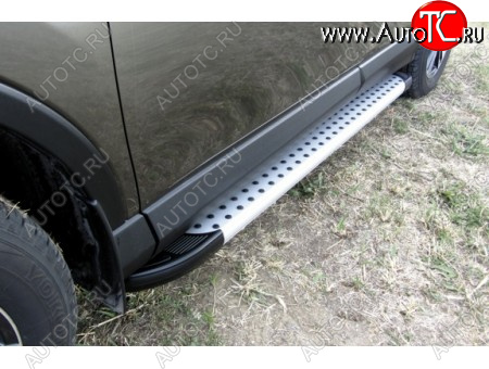 17 399 р. Пороги алюминиевые Slitkoff  Renault Duster ( HS,  HM) (2010-2024) дорестайлинг, рестайлинг (Standart Silver)  с доставкой в г. Керчь