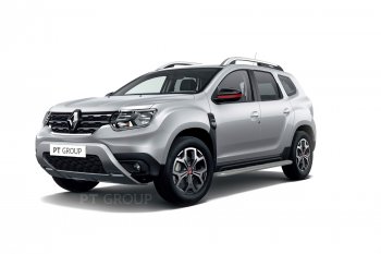 11 199 р. Порожки для ног Petroil Tuning (Ø51 с алюминиевой площадкой)  Renault Duster  HM (2021-2024) рестайлинг (Цвет: серебристый (Искра))  с доставкой в г. Керчь. Увеличить фотографию 2