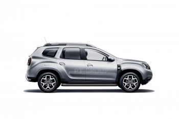 11 199 р. Порожки для ног Petroil Tuning (Ø51 с алюминиевой площадкой)  Renault Duster  HM (2021-2024) рестайлинг (Цвет: черный (шагрень))  с доставкой в г. Керчь. Увеличить фотографию 2