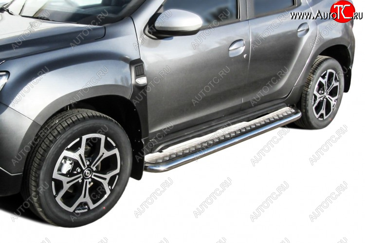 17 699 р. Защита порогов Slitkoff (Ø 57 мм, с листом)  Renault Duster  HM (2021-2024) рестайлинг  с доставкой в г. Керчь