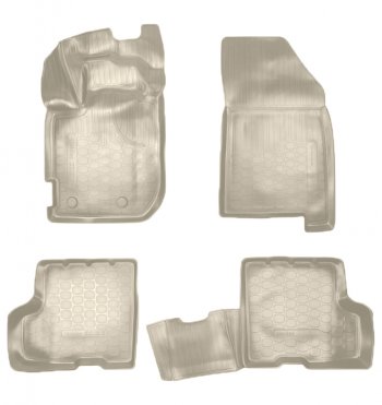 Коврики салонные Noplast (3D, с ящиком под сидением) Renault Duster  HM (2021-2024) рестайлинг (Бежевые)