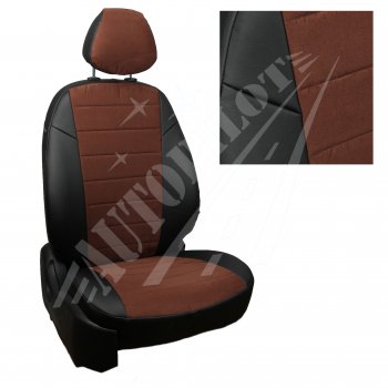 Чехлы сидений AUTOPILOT Алькантара (40/60, 2 П- и 3 Г-образных подголовника) Renault Duster  HM (2021-2024) рестайлинг (Черный + Шоколад)