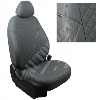 Чехлы сидений AUTOPILOT Экокожа Ромб (задняя спинка 40/60) Renault Duster  HM (2021-2024) рестайлинг (Серый + Серый)