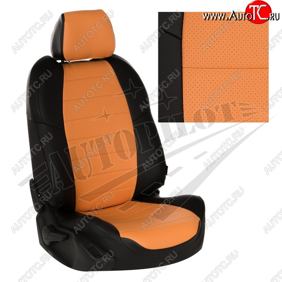 13 849 р. Чехлы сидений AUTOPILOT Экокожа (40/60, 2 П- и 3 Г-образных подголовника)  Renault Duster  HM (2021-2024) рестайлинг (Черный + Оранжевый)  с доставкой в г. Керчь