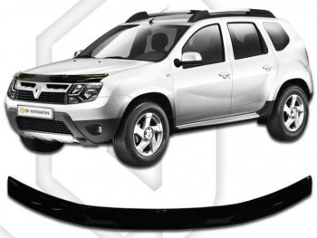 1 999 р. Дефлектор капота CA-Plastic Renault Duster HS рестайлинг (2015-2021) (серия Classic черный, Без надписи)  с доставкой в г. Керчь. Увеличить фотографию 2