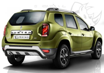 Пороги труба d76 с накладкой ч. сталь SLITKOFF. (v3) Renault Duster  HS (2015-2021) рестайлинг